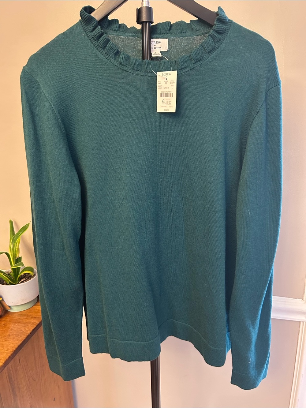 J. Crew Evergreen Ruffle-Trim Crewneck Sweater - Women